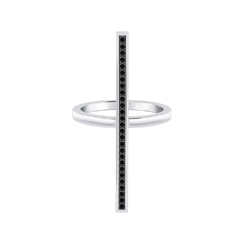 Open - Band Fashion Rings in Sterling Silver with Gemstone InlaysAuriya 0.15ctw Vertical Black Diamond Bar Ring 14K Gold Open - Band Fashion Rings in Sterling Silver with Gemstone InlaysAuriya 0.15ctw Vertical Black Diamond Bar Ring 14K Gold