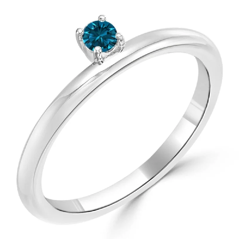 Enamel - Coated Fashion Rings in Bright Colors with Animal - Print PatternsAuriya Modern Petite Stackable Solitaire Accent Blue Diamond Ring 1/10ct TDW 10K Gold Enamel - Coated Fashion Rings in Bright Colors with Animal - Print PatternsAuriya Modern Petite Stackable Solitaire Accent Blue Diamond Ring 1/10ct TDW 10K Gold