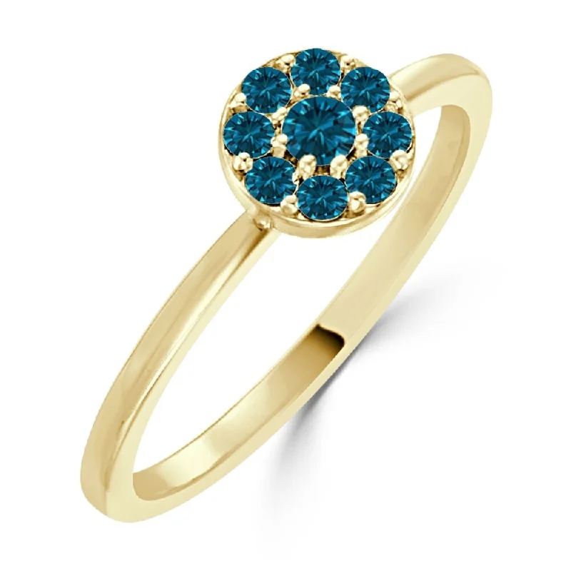 Bohemian - Style Fashion Rings with Turquoise and Silver Filigree for a Free - Spirited LookAuriya Petite Stackable 1/4ct TDW Blue Diamond Ring 10K Gold Bohemian - Style Fashion Rings with Turquoise and Silver Filigree for a Free - Spirited LookAuriya Petite Stackable 1/4ct TDW Blue Diamond Ring 10K Gold