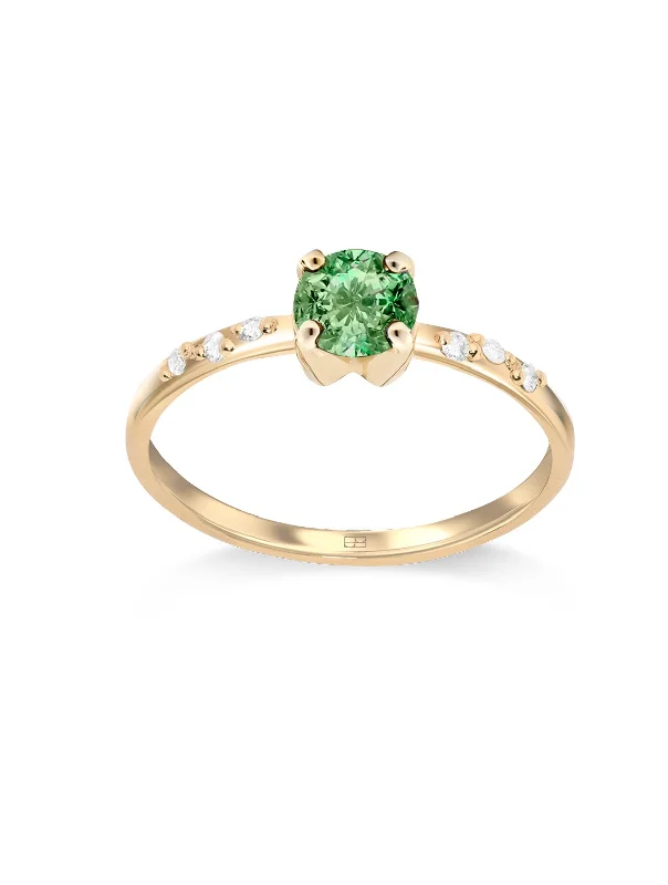 Tourmaline Gemstone Rings in 18K Two - Tone Gold with a Floral - Shaped Setting for a Feminine TouchYour Way N°10 18K Gold Ring w. Tsavorite & Diamonds