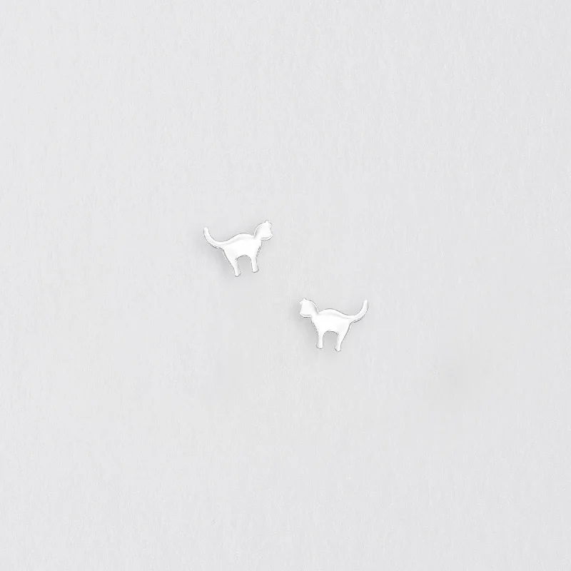 Cat Silver Earring Stud
