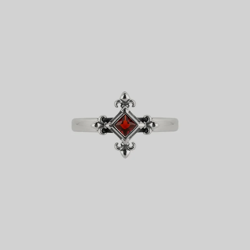Tourmaline Gemstone Rings in 18K Two - Tone Gold with a Floral - Shaped Setting for a Feminine TouchCRIMSON. Medieval Fleur de Lis Garnet Ring - Silver Tourmaline Gemstone Rings in 18K Two - Tone Gold with a Floral - Shaped Setting for a Feminine TouchCRIMSON. Medieval Fleur de Lis Garnet Ring - Silver