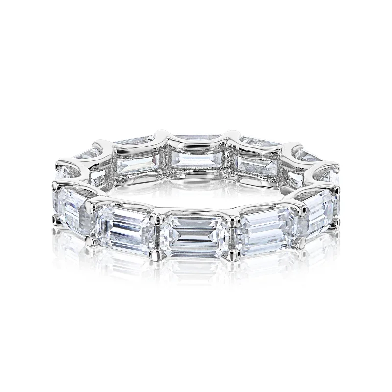 Beaded Fashion Rings in Natural Stones and Cotton Cord for a Handmade AestheticEast-West Lab Grown Diamond Eternity Ring  (5x3 mm)