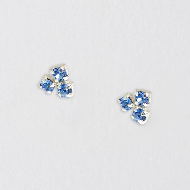Light Sapphire Crystal Cluster Silver Ear Stud