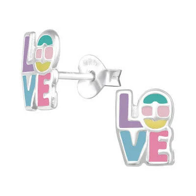 Love Silver Earring Studs