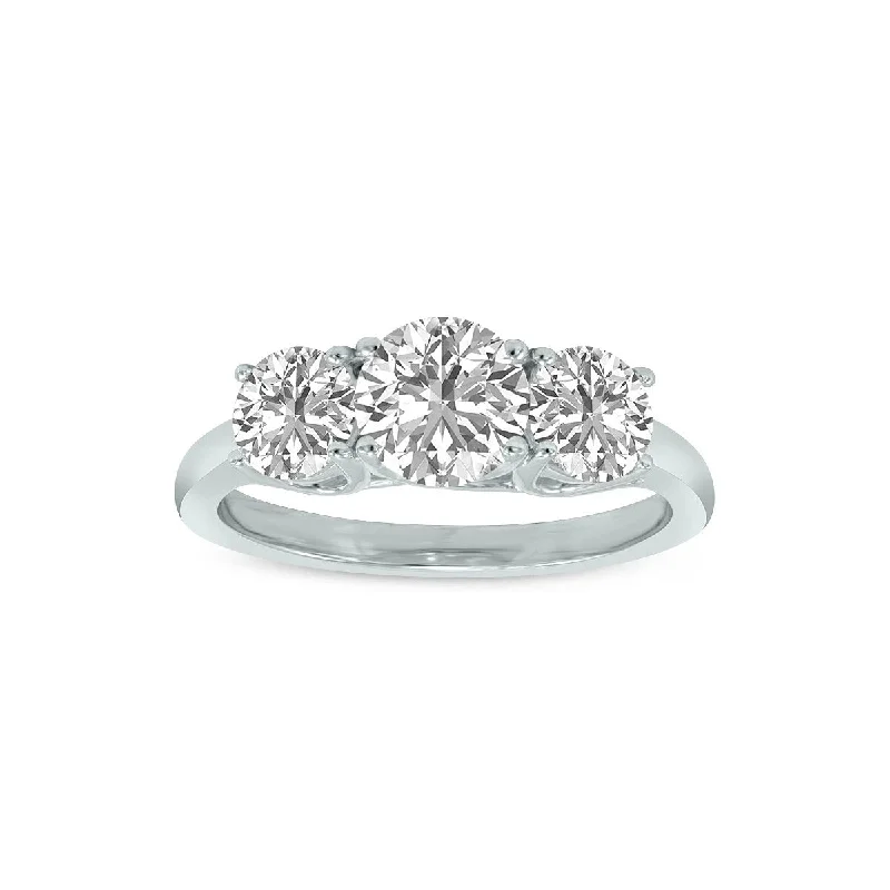 Statement - Making Fashion Rings in Gold - Plated Brass with Oversized Cubic Zirconia StonesMarquee 3 Carat TW Three Stone Lab Grown Diamond Ring in 14K White Gold Statement - Making Fashion Rings in Gold - Plated Brass with Oversized Cubic Zirconia StonesMarquee 3 Carat TW Three Stone Lab Grown Diamond Ring in 14K White Gold