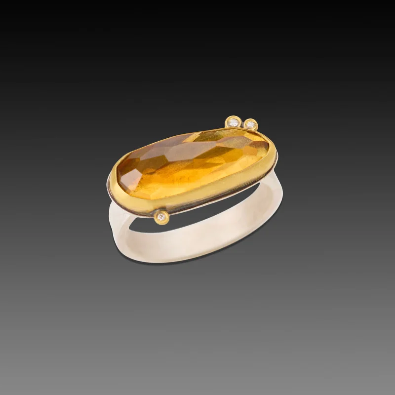 Peridot Gemstone Rings in 14K Gold - Filled Metal with a Pave - Set Band for a Sparkling LookNarrow Citrine Ring with Diamond Dots Peridot Gemstone Rings in 14K Gold - Filled Metal with a Pave - Set Band for a Sparkling LookNarrow Citrine Ring with Diamond Dots