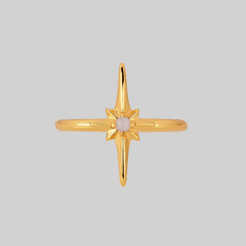Agate Gemstone Rings in Sterling Silver with a Mosaic - Inspired Inlay for a Bohemian StyleNOVA. Star Flare Opalite Ring - Gold Agate Gemstone Rings in Sterling Silver with a Mosaic - Inspired Inlay for a Bohemian StyleNOVA. Star Flare Opalite Ring - Gold