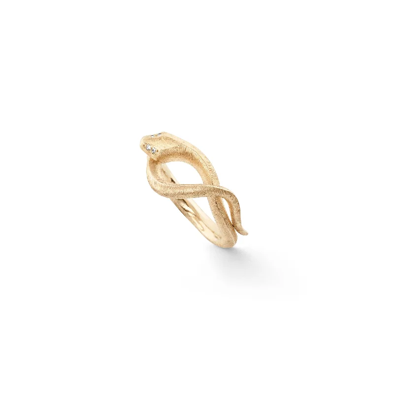 Emerald Gemstone Rings Set in Platinum with Filigree Work for a Vintage - Inspired LookSmall Snakes 18K Gold Ring w. Diamonds