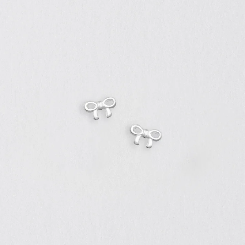 Ribbon Bow Silver Earring Stud