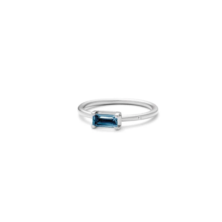 Agate Gemstone Rings in Sterling Silver with a Mosaic - Inspired Inlay for a Bohemian StyleNord London Blue S 18K Whitegold Ring w. Topaz & Diamond