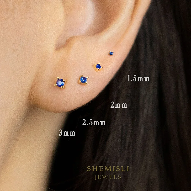 Sapphire CZ Stone Studs, Unisex, Gold, Silver - SS269, SS270, SS271, SS272 Butterfly End, SS738, SS739, SS740, SS741 Screw Ball End (Type A) Sapphire CZ Stone Studs, Unisex, Gold, Silver - SS269, SS270, SS271, SS272 Butterfly End, SS738, SS739, SS740, SS741 Screw Ball End (Type A)