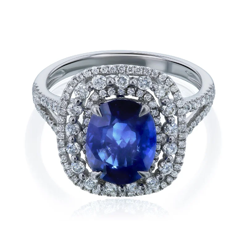 LED - Lit Fashion Rings in Plastic with Color - Changing Effects for a Futuristic LookSapphire & Diamond Triple Halo Ring LED - Lit Fashion Rings in Plastic with Color - Changing Effects for a Futuristic LookSapphire & Diamond Triple Halo Ring