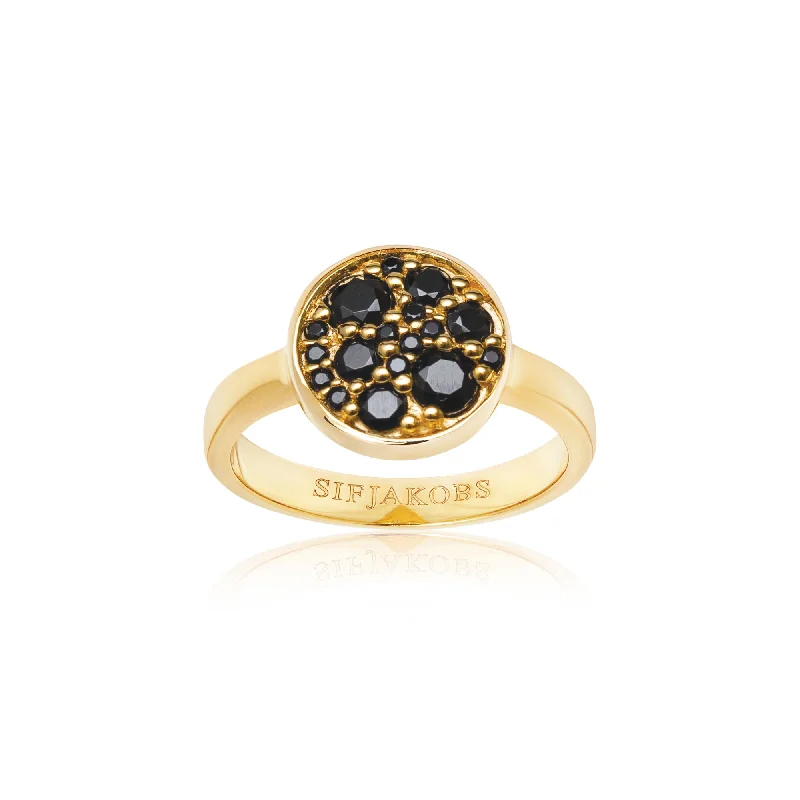 Ruby Gemstone Rings in 14K Yellow Gold with a Solitaire Setting for a Classic and Bold StatementNovara Gold Plated Ring w. Black Zirconias Ruby Gemstone Rings in 14K Yellow Gold with a Solitaire Setting for a Classic and Bold StatementNovara Gold Plated Ring w. Black Zirconias