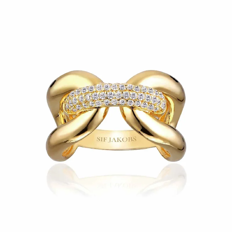 Jasper Gemstone Rings in 18K Gold Vermeil with a Matte Finish for a Subtle and Elegant LookCapri Tre Gold Plated Ring w. White Zirconias Jasper Gemstone Rings in 18K Gold Vermeil with a Matte Finish for a Subtle and Elegant LookCapri Tre Gold Plated Ring w. White Zirconias