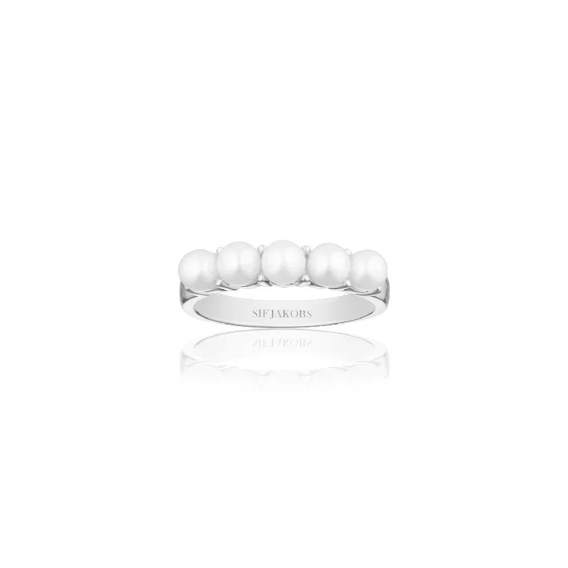 Peridot Gemstone Rings in 14K Gold - Filled Metal with a Pave - Set Band for a Sparkling LookPadua Silver Ring w. White Pearls Peridot Gemstone Rings in 14K Gold - Filled Metal with a Pave - Set Band for a Sparkling LookPadua Silver Ring w. White Pearls