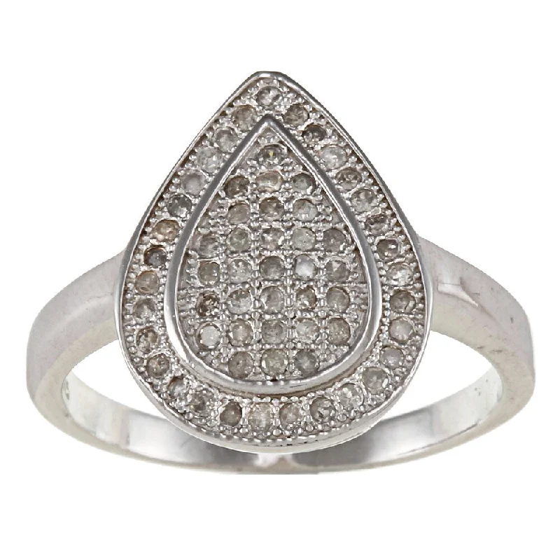 Stackable Fashion Rings in Rose - Gold Tone with Delicate Floral EngravingsSterling Silver 1/2ct TDW Diamond Pave Teardrop Ring (G-H, I2) Stackable Fashion Rings in Rose - Gold Tone with Delicate Floral EngravingsSterling Silver 1/2ct TDW Diamond Pave Teardrop Ring (G-H, I2)