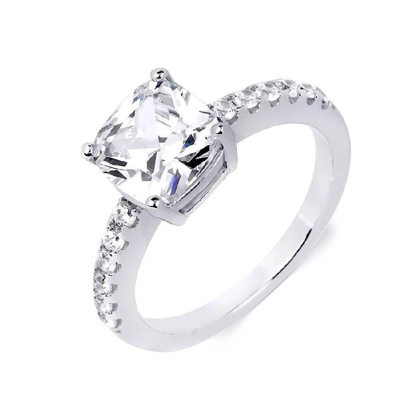 Stackable Fashion Rings in Rose - Gold Tone with Delicate Floral EngravingsSterling Silver 3.1 Carat Cubic Zirconia Cushion Cut Engagement Ring Stackable Fashion Rings in Rose - Gold Tone with Delicate Floral EngravingsSterling Silver 3.1 Carat Cubic Zirconia Cushion Cut Engagement Ring