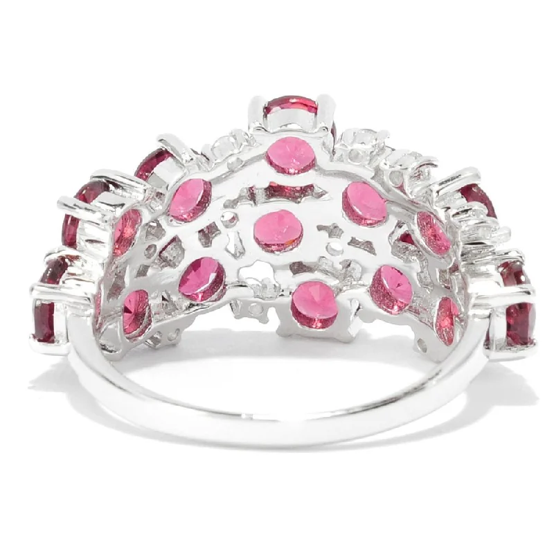 LED - Lit Fashion Rings in Plastic with Color - Changing Effects for a Futuristic LookSterling Silver 4.5ctw Rhodolite and White Topaz Cluster Wide Ring - Red LED - Lit Fashion Rings in Plastic with Color - Changing Effects for a Futuristic LookSterling Silver 4.5ctw Rhodolite and White Topaz Cluster Wide Ring - Red