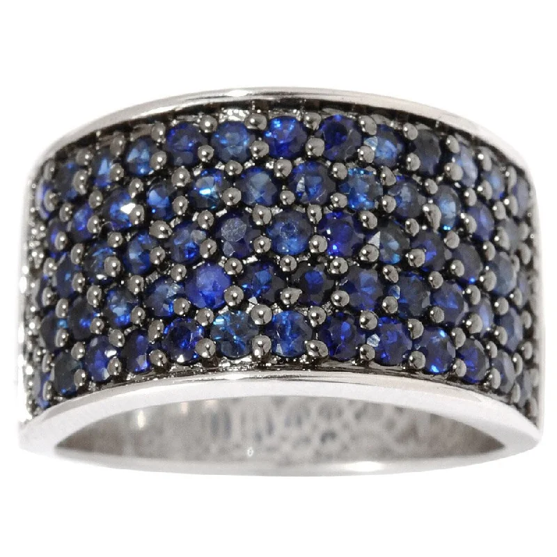 Knuckle - Duster Fashion Rings in Black - Plated Metal with Spike DetailsSterling Silver Pave Sapphire Wide Band Ring Knuckle - Duster Fashion Rings in Black - Plated Metal with Spike DetailsSterling Silver Pave Sapphire Wide Band Ring