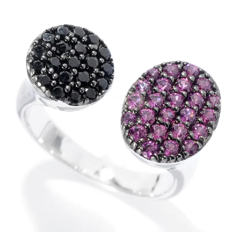 Enamel - Coated Fashion Rings in Bright Colors with Animal - Print PatternsSterling Silver Rhodolite Black Spinel Bypass Ring - White Enamel - Coated Fashion Rings in Bright Colors with Animal - Print PatternsSterling Silver Rhodolite Black Spinel Bypass Ring - White