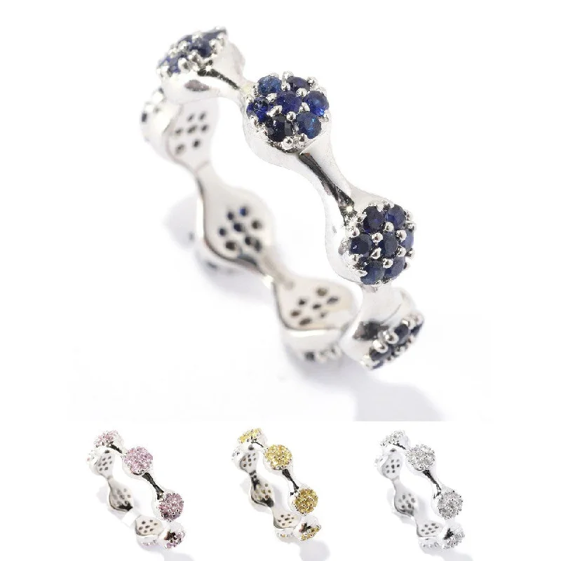 Statement - Making Fashion Rings in Gold - Plated Brass with Oversized Cubic Zirconia StonesSterling Silver Round Sapphire Stack Band Ring Statement - Making Fashion Rings in Gold - Plated Brass with Oversized Cubic Zirconia StonesSterling Silver Round Sapphire Stack Band Ring