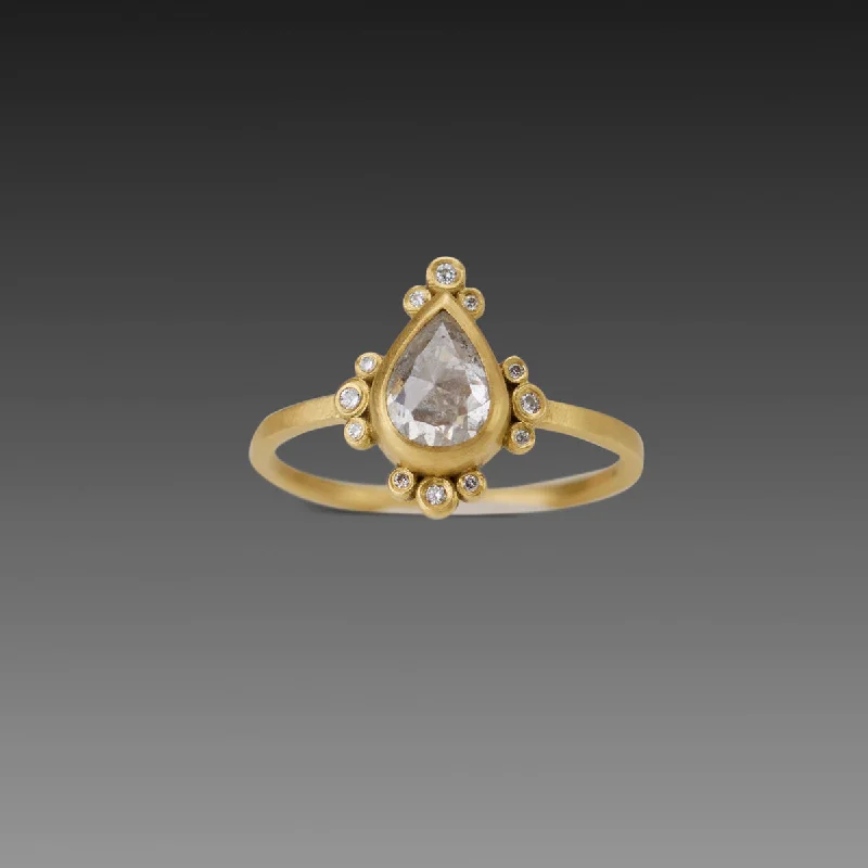 Agate Gemstone Rings in Sterling Silver with a Mosaic - Inspired Inlay for a Bohemian StyleTeardrop Gray Diamond Ring with Diamond Trios Agate Gemstone Rings in Sterling Silver with a Mosaic - Inspired Inlay for a Bohemian StyleTeardrop Gray Diamond Ring with Diamond Trios