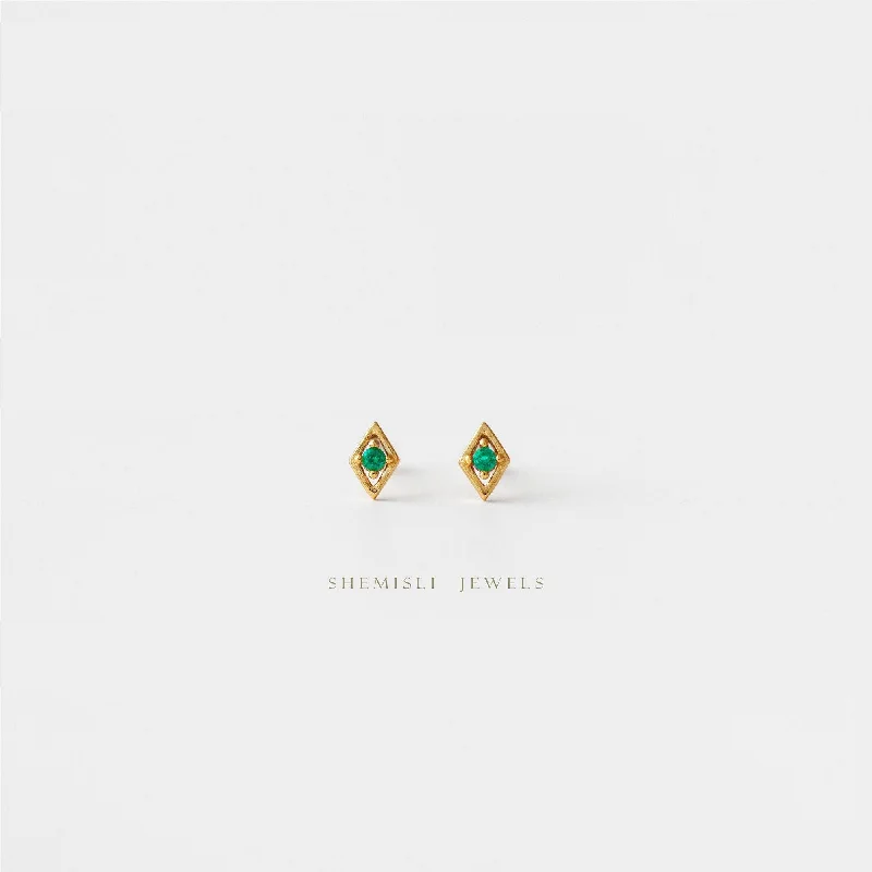 Tiny CZ Diamond Shape Studs, White, Emerald, Turquoise, Sapphire, Black, Unisex, Gold, Silver SHEMISLI - SS108, SS109, SS110, SS345, SS346 Tiny CZ Diamond Shape Studs, White, Emerald, Turquoise, Sapphire, Black, Unisex, Gold, Silver SHEMISLI - SS108, SS109, SS110, SS345, SS346