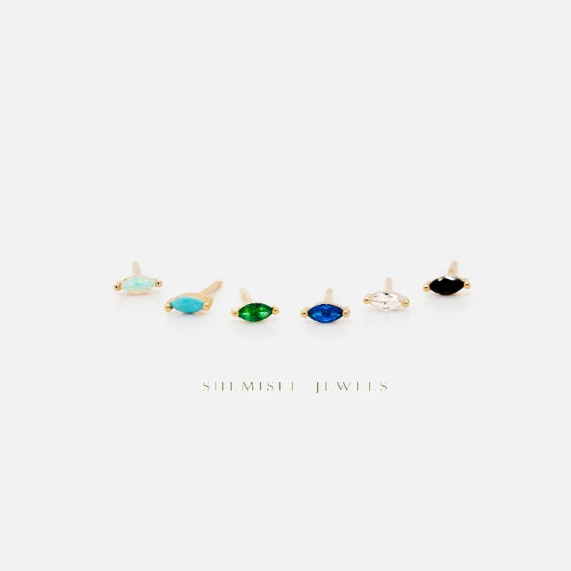 Tiny Marquise Stone Studs, White Emerald Turquoise Sapphire Black Opal, Unisex, Gold, Silver SS211, SS212, SS274, SS275, SS276, SS277 Tiny Marquise Stone Studs, White Emerald Turquoise Sapphire Black Opal, Unisex, Gold, Silver SS211, SS212, SS274, SS275, SS276, SS277