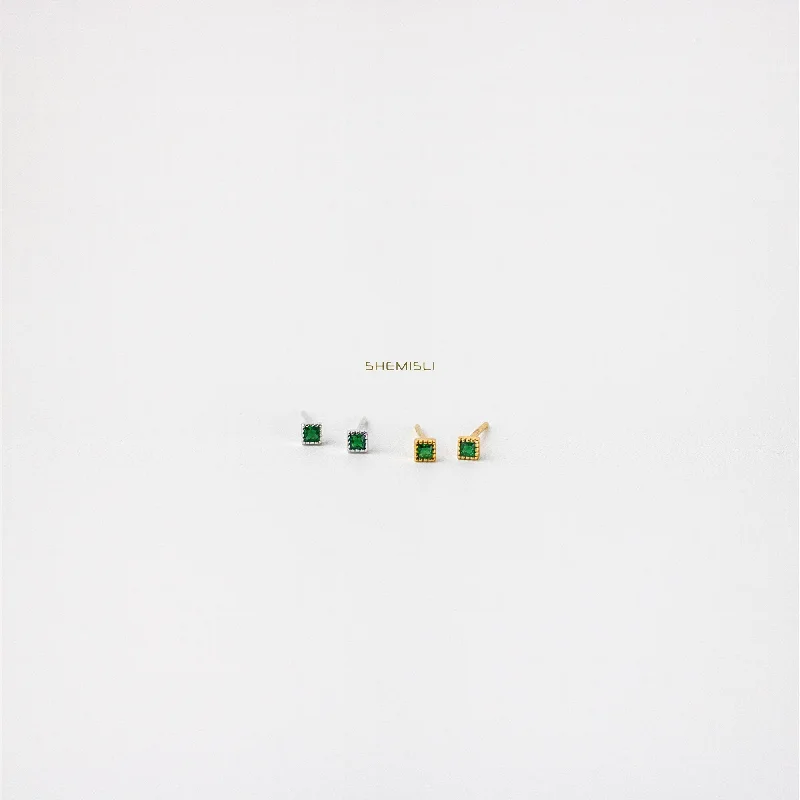 Tiny Square CZ Stud, Cube Earrings, White, Emerald, Turquoise, Sapphire, Black, Unisex, Gold, Silver SS240, SS022, SS241, SS242, SS243 Tiny Square CZ Stud, Cube Earrings, White, Emerald, Turquoise, Sapphire, Black, Unisex, Gold, Silver SS240, SS022, SS241, SS242, SS243
