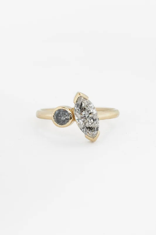 Toi et Moi Ring with 1.11ct Salt and Pepper Diamond