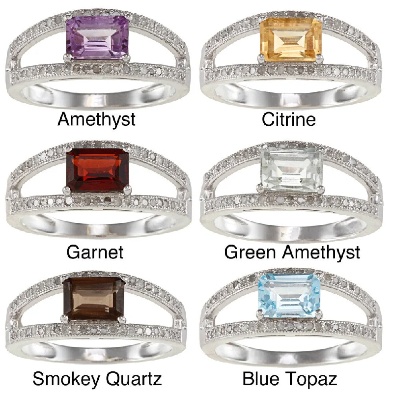 Chunky Fashion Rings in Copper with Geometric Patterns for a Bold AccessoryViducci Sterling Silver Emerald-cut Gemstone and 1/3ct TDW Diamond Ring (G-H, I1-I2) Chunky Fashion Rings in Copper with Geometric Patterns for a Bold AccessoryViducci Sterling Silver Emerald-cut Gemstone and 1/3ct TDW Diamond Ring (G-H, I1-I2)