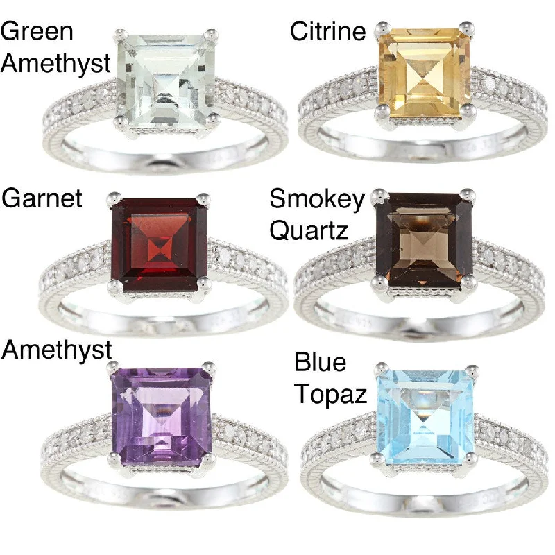 Minimalist Fashion Rings in Stainless Steel with a Single Solitaire CrystalViducci Sterling Silver Gemstone and 1/6ct TDW Diamond Ring (G-H, I1-I2) Minimalist Fashion Rings in Stainless Steel with a Single Solitaire CrystalViducci Sterling Silver Gemstone and 1/6ct TDW Diamond Ring (G-H, I1-I2)