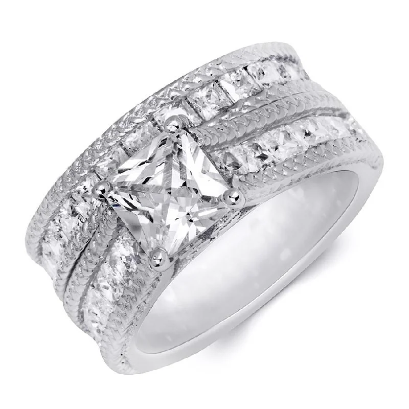 LED - Lit Fashion Rings in Plastic with Color - Changing Effects for a Futuristic LookWomens 4.3ct Princess Cut Eternity Band Bridal Ring Set Real Silver LED - Lit Fashion Rings in Plastic with Color - Changing Effects for a Futuristic LookWomens 4.3ct Princess Cut Eternity Band Bridal Ring Set Real Silver
