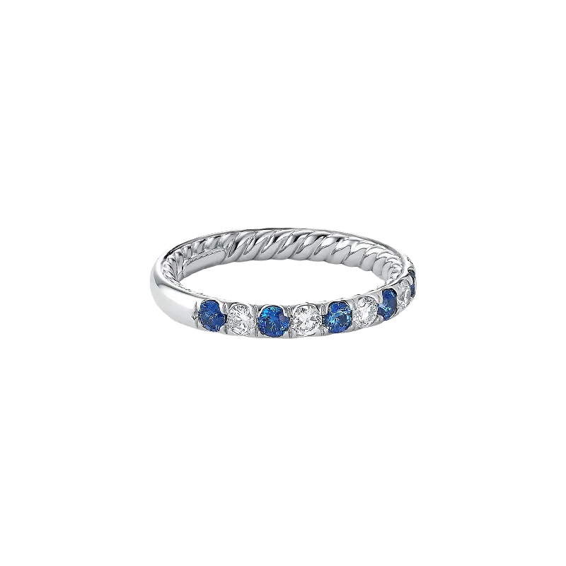 Beaded Fashion Rings in Natural Stones and Cotton Cord for a Handmade AestheticBlue Sapphire and Diamond Eden Half-Round Band Beaded Fashion Rings in Natural Stones and Cotton Cord for a Handmade AestheticBlue Sapphire and Diamond Eden Half-Round Band