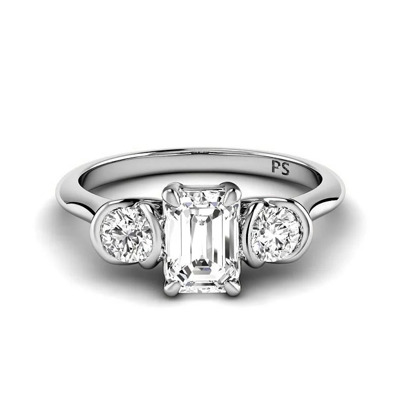 Commemorate rings with a diamond - and - turquoise combination0.80 CT Round & Emerald Cut Diamonds - Three Stone Ring Commemorate rings with a diamond - and - turquoise combination0.80 CT Round & Emerald Cut Diamonds - Three Stone Ring