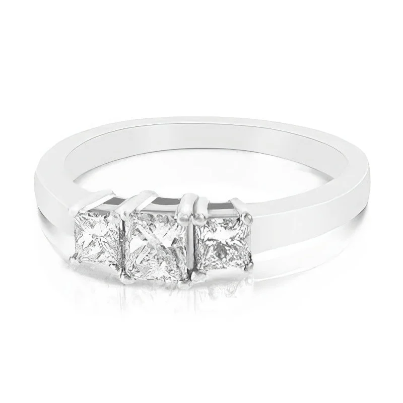 Men's tungsten commemorate rings with a brushed finish1.00 CT Princess Cut Diamonds - Three Stone Ring Men's tungsten commemorate rings with a brushed finish1.00 CT Princess Cut Diamonds - Three Stone Ring