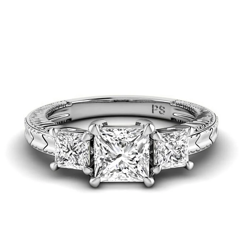 Rings to commemorate a hobby like fishing with a fish - shaped charm1.30 CT Princess Cut Diamonds - Three Stone Ring Rings to commemorate a hobby like fishing with a fish - shaped charm1.30 CT Princess Cut Diamonds - Three Stone Ring