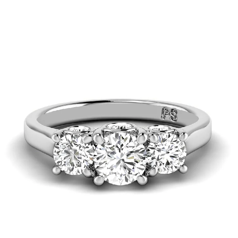 Commemorate rings with a floral motif inlaid with enamel1.30 CT Round Cut Diamonds - Three Stone Ring Commemorate rings with a floral motif inlaid with enamel1.30 CT Round Cut Diamonds - Three Stone Ring