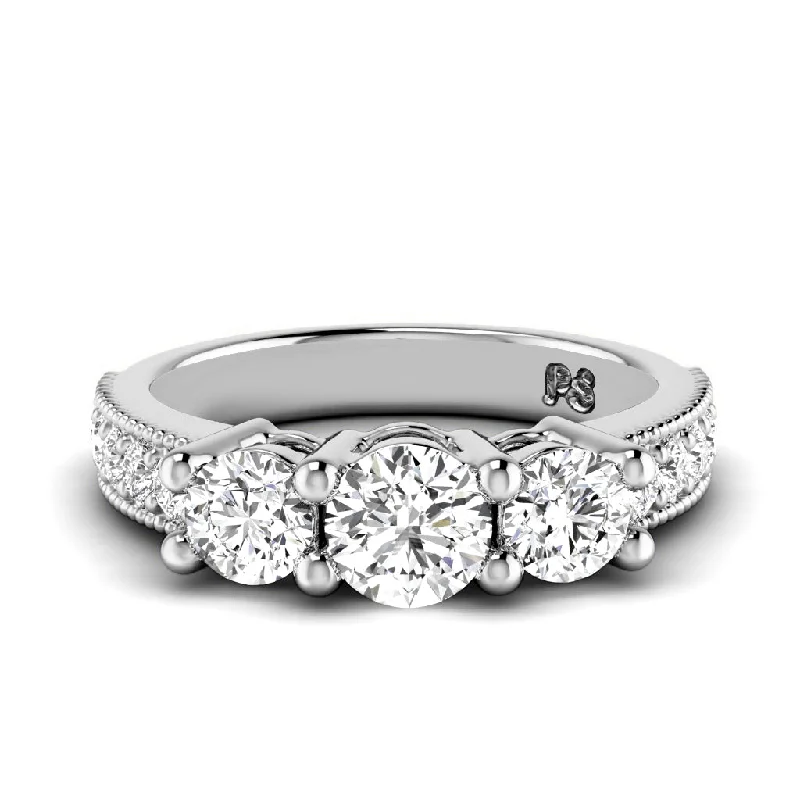 Commemorate rings with a diamond - and - moonstone combination1.30 CT Round Cut Diamonds - Three Stone Ring Commemorate rings with a diamond - and - moonstone combination1.30 CT Round Cut Diamonds - Three Stone Ring