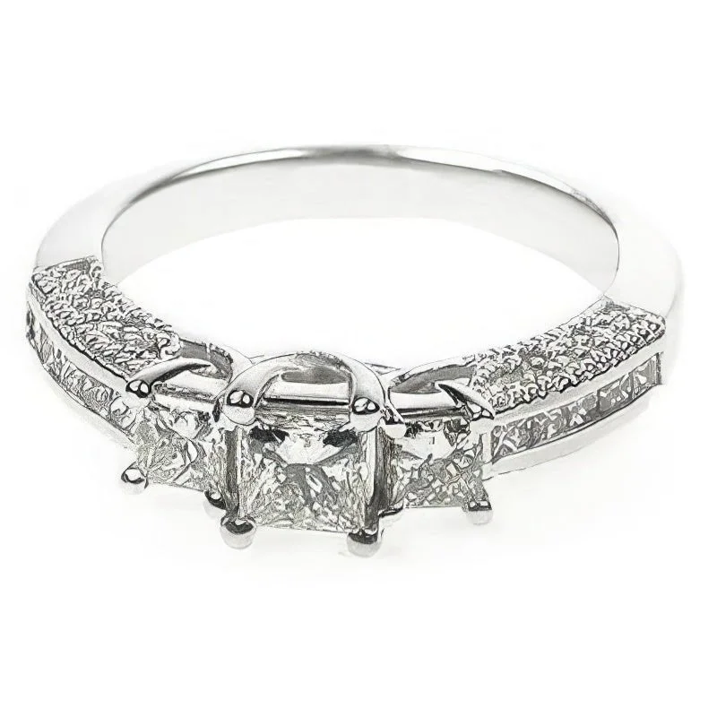Commemorate rings with a diamond - and - citrine combination1.50 CT Round & Princess Cut Diamonds - Three Stone Ring
