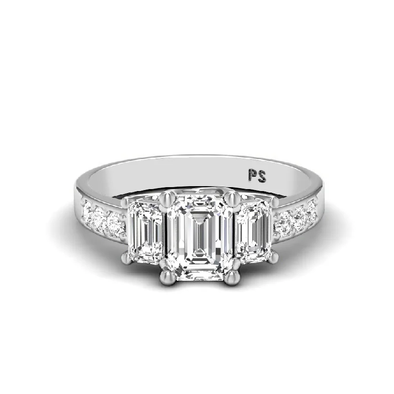 Commemorate rings with a diamond - and - lapis lazuli combination1.70-1.90 CT Round & Emerald Cut Diamonds - Three Stone Ring Commemorate rings with a diamond - and - lapis lazuli combination1.70-1.90 CT Round & Emerald Cut Diamonds - Three Stone Ring