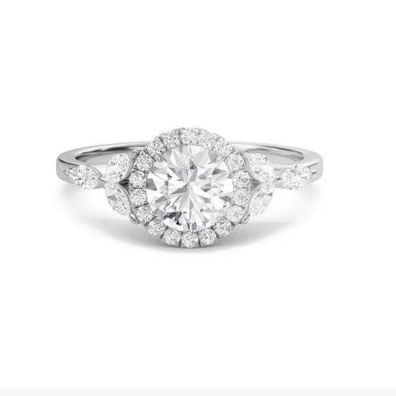 Rings to commemorate a hobby like fishing with a fish - shaped charm1 CT Lab Grown Diamond Round Halo Leaf Ring Rings to commemorate a hobby like fishing with a fish - shaped charm1 CT Lab Grown Diamond Round Halo Leaf Ring