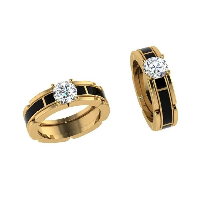Commemorate rings with a laser - engraved quote14k Yellow Gold Black Enamel Engagement Ring Commemorate rings with a laser - engraved quote14k Yellow Gold Black Enamel Engagement Ring