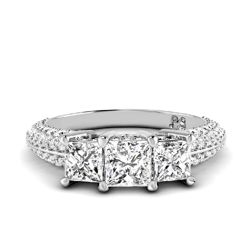 Vintage - looking commemorate rings with milgrain edging2.25 CT Round & Princess Cut Diamonds - Three Stone Ring Vintage - looking commemorate rings with milgrain edging2.25 CT Round & Princess Cut Diamonds - Three Stone Ring