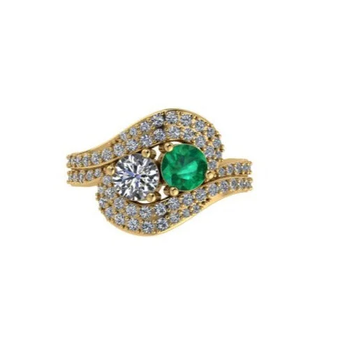 Custom - made commemorate rings with hand - carved initialsRound Emerald and Diamond Toi Et Moi Ring Custom - made commemorate rings with hand - carved initialsRound Emerald and Diamond Toi Et Moi Ring