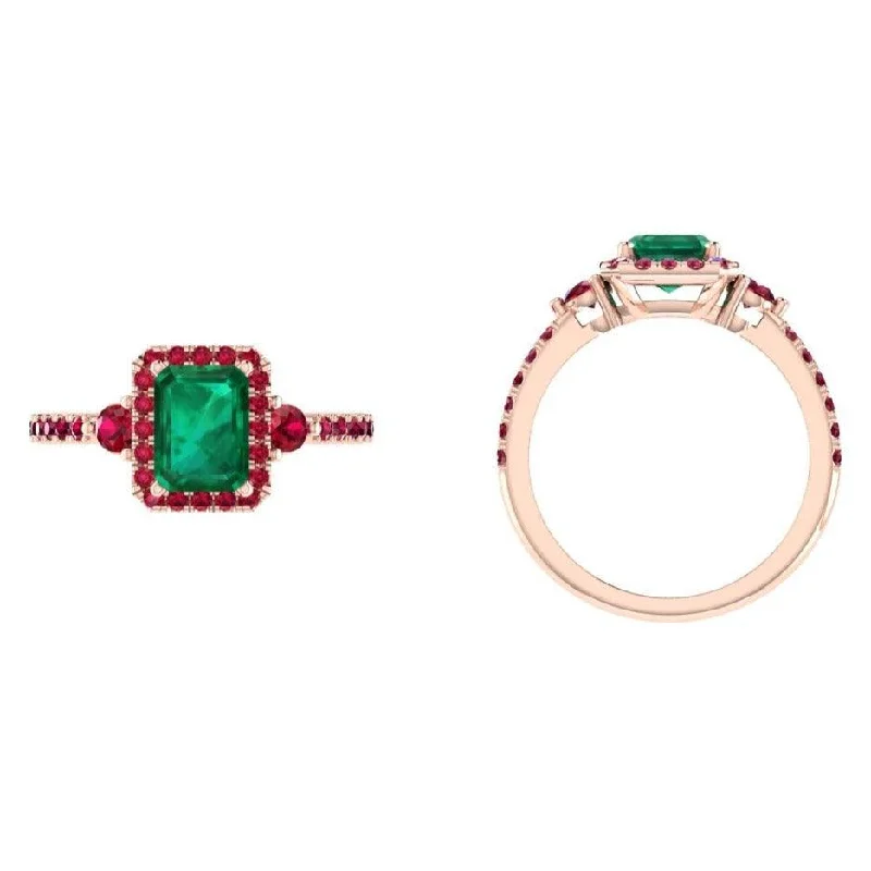 Men's tungsten commemorate rings with a brushed finishEmerald cut Emerald and Ruby Halo Ring Men's tungsten commemorate rings with a brushed finishEmerald cut Emerald and Ruby Halo Ring
