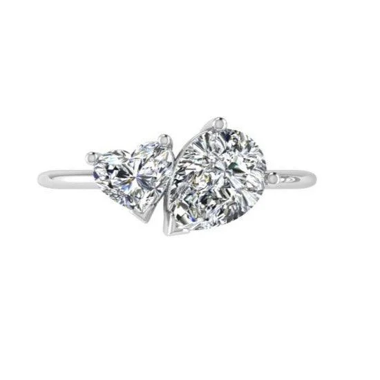 Ruby - centered commemorate rings to symbolize passionHeart and Pear Cut Diamond Ring 14K Gold Ruby - centered commemorate rings to symbolize passionHeart and Pear Cut Diamond Ring 14K Gold