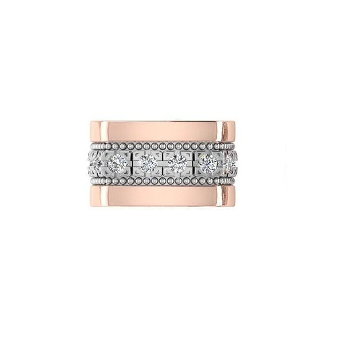 Rings to commemorate a new home with a house - shaped charmMen's Milgrain Diamond Ring 14K Rose Gold Rings to commemorate a new home with a house - shaped charmMen's Milgrain Diamond Ring 14K Rose Gold