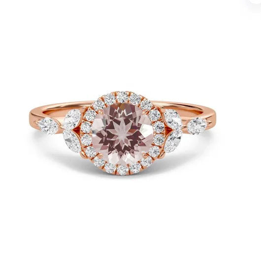 Solid gold commemorate rings with intricate filigreeMorganite and Diamond Floral Ring 14k Rose Gold Solid gold commemorate rings with intricate filigreeMorganite and Diamond Floral Ring 14k Rose Gold